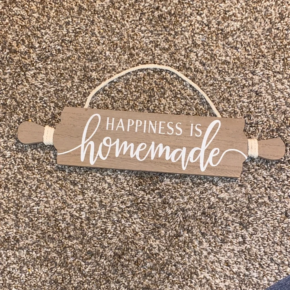 🏠💚 3/$15 Happiness Is Homemade Beige Wooden Wall Sign